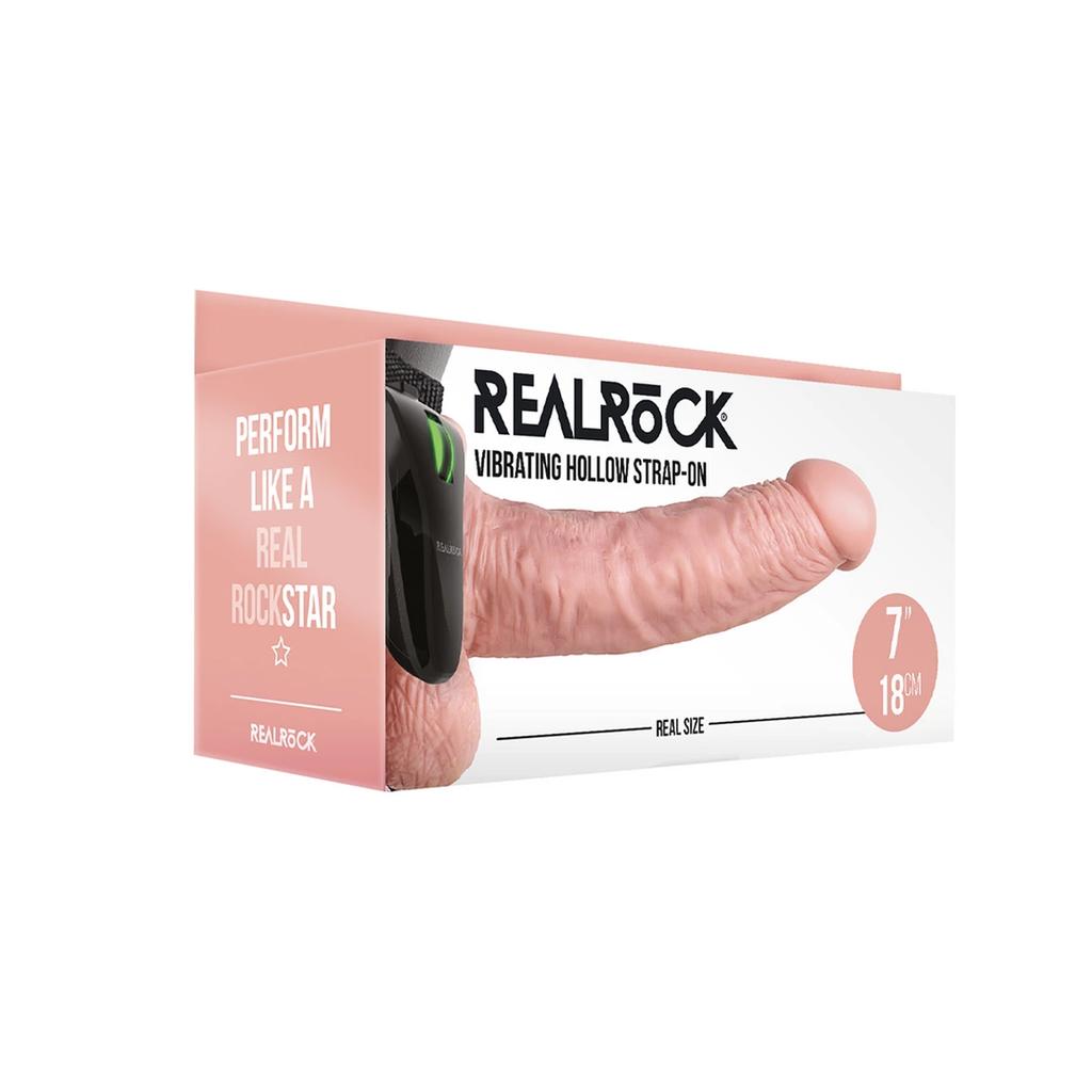 RealRock - StrapOn Vibrating Dildo with Testicles 18 Cm