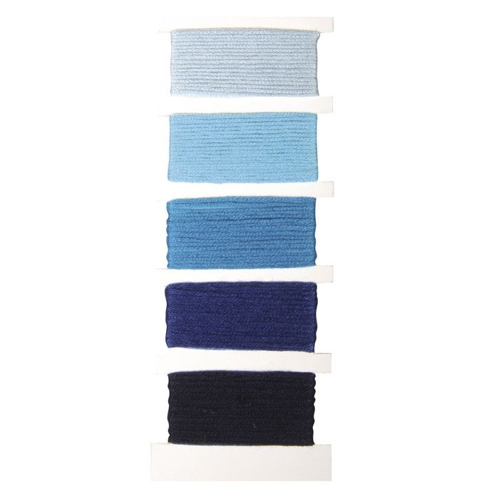 Fil en coton StitchetKnot, 5 couleurs chaque 10m en , bleu pur