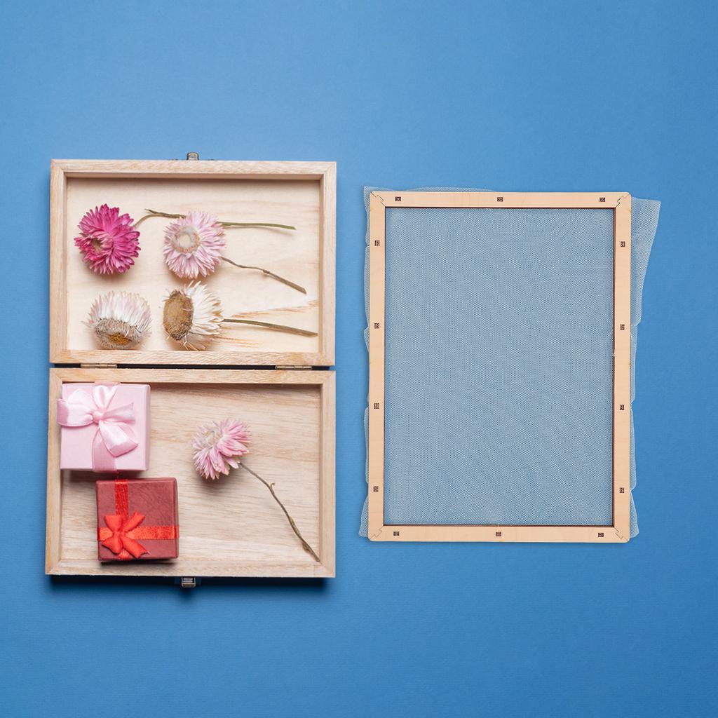 Wooden Deckle Screen 30x40cm Precise Papermaking Mold Frame DIY Paper Craft Mold Mesh for Dried Flower Paper Projects