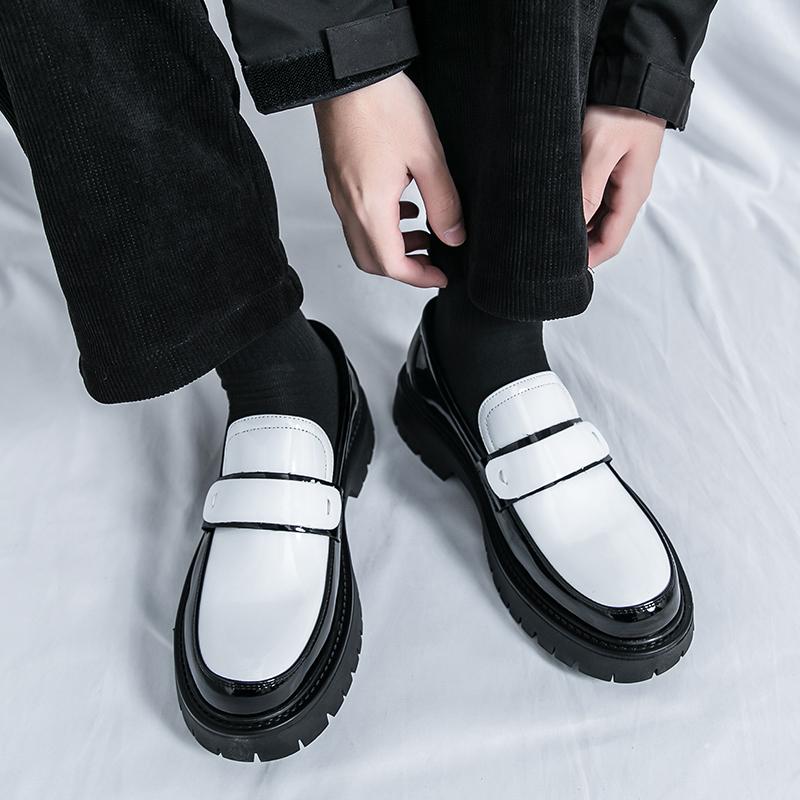 Fashion Designer Brand Thick Soled Height Increasing Dress Shoes Simple Versatile Men's Business Shoes Office Commuting Men's Loafers