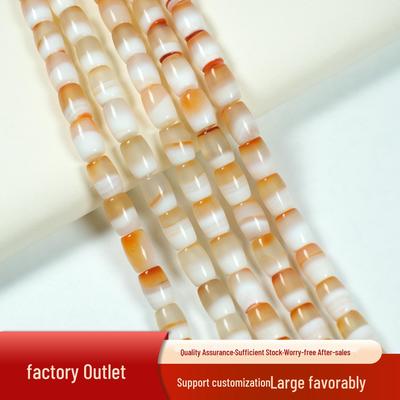 Natural Rough-Lined Red Agate Barrel Beads for DIY Handmade Bracelets