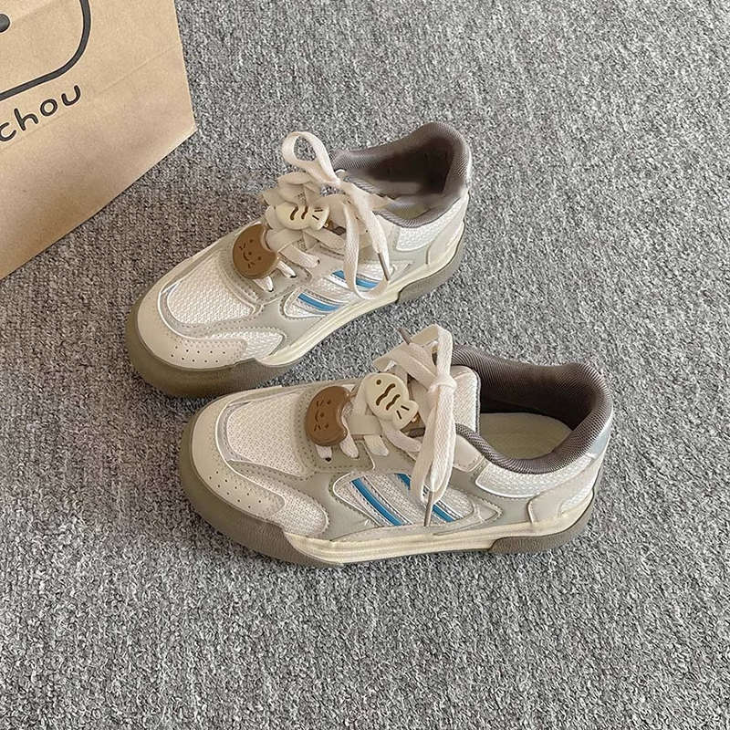 

Универсальные белые кроссовки на платформе женские 2025 новая весна и лето кеды женские туфли сетчатые дышащие повседневные туфли ins тренд 40 синий