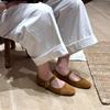 Retro handmade shoes soft leather one-word buckle Mary Jane flat-soled single shoes women's new round head shallow mouth soft-soled ballet shoes
