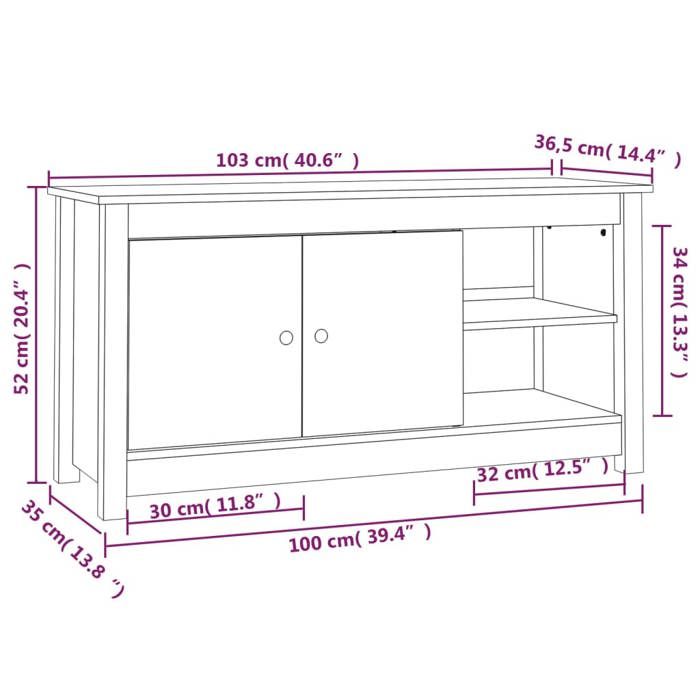 VidaXL Meuble TV Marron miel 103x36,5x52 cm Bois de pin massif 814592