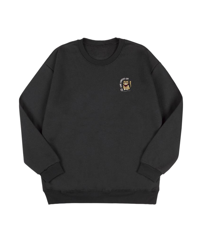 BEMIGHTY Cheese Cat Oversized Double-Sided Sweatshirt [Black] (A Type)