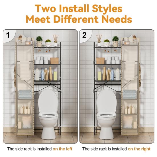 Above Toilet Storage Rack, 3-Tier Over The Toilet Shelf, Freestanding Bathroom Organizer Adjustable Storage Shelf Space Saver Rack for Restroom