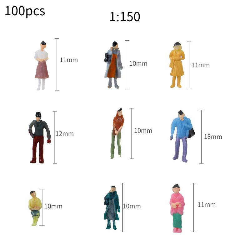 Colorful Plastic Miniature Figurine Models Set Of 100 In 1 To 200 Scale For Collectors