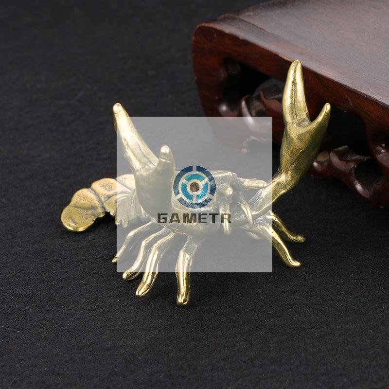 Solid Brass Crayfish Ornament Vintage Animal Pen Holder Desktop Decoration Crafts Collections Lobster Figurines Tea Pets