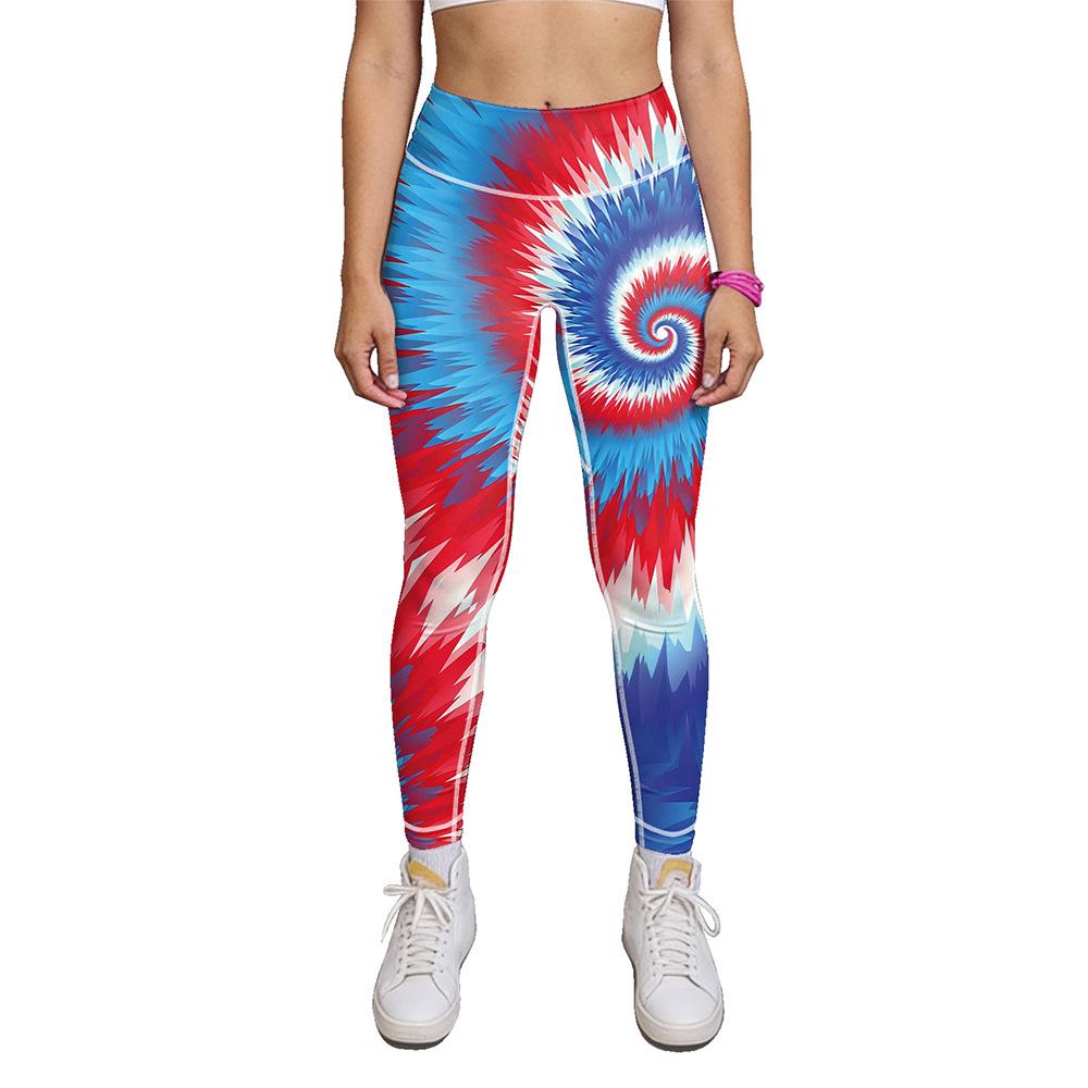 

European & American Flag Print Fitness Yoga Pants - Slim Fit XL