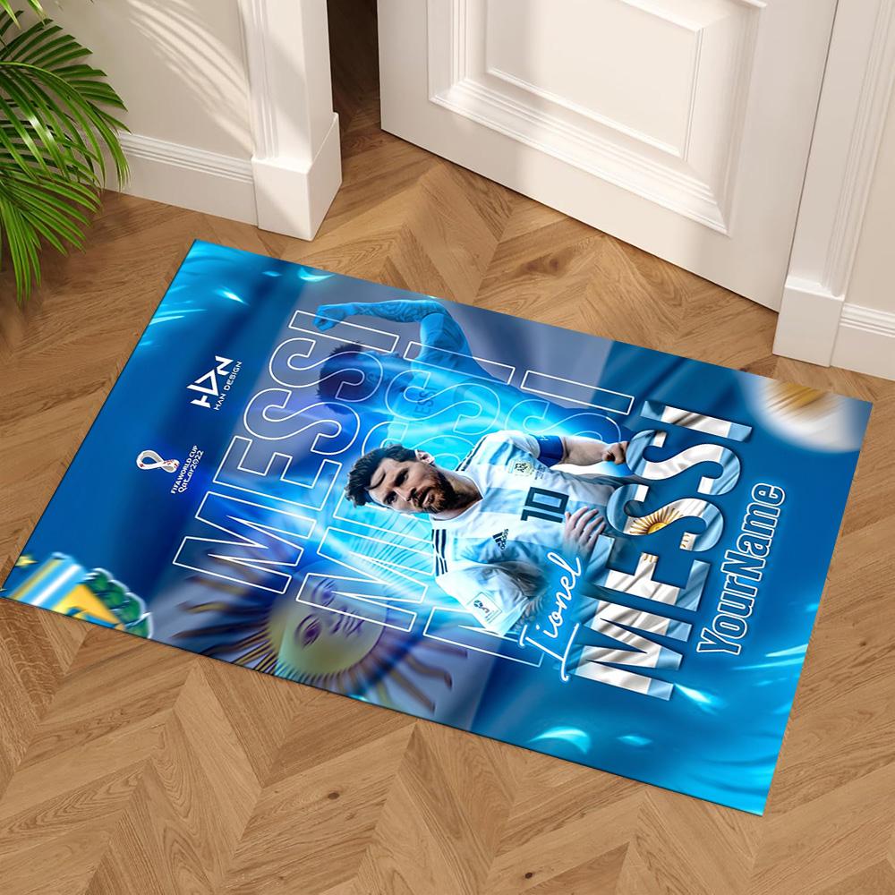 Messi Customize Your Name Carpet Suitable for Hallway Game Room Outdoor Living Rooms Antislip Carpet Decorate Offices Perfect Gift for Friends & Famil