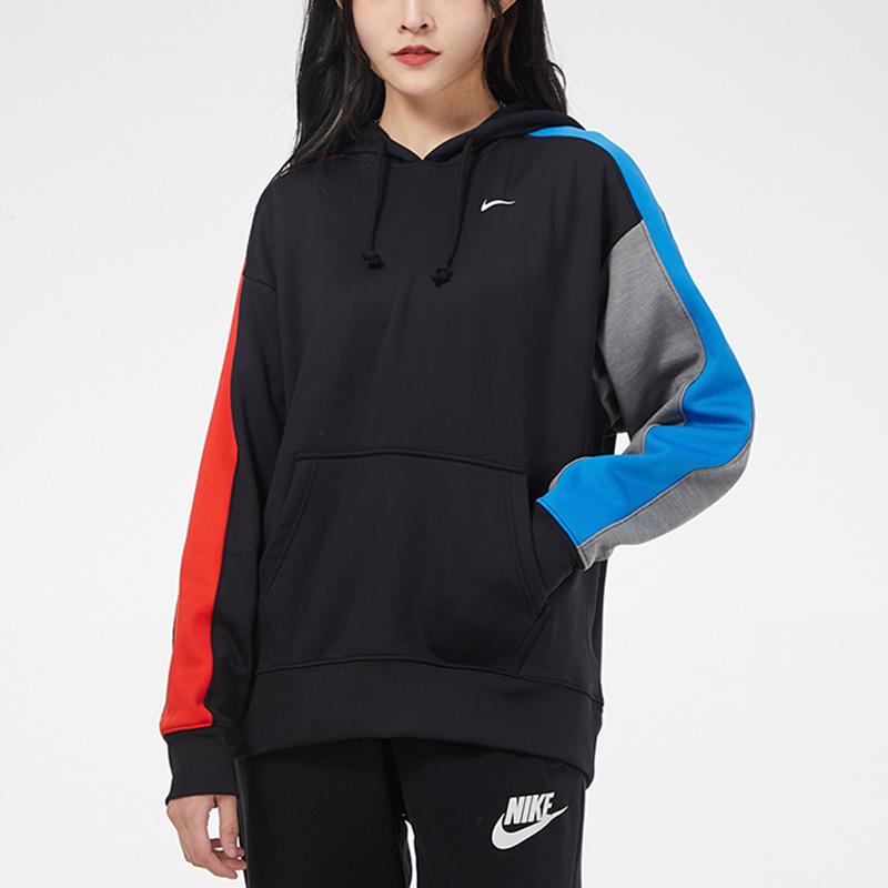 Nike Ležérní sportovní mikina s kapucí s barevnými bloky Dámské mikiny Černá DA0472-010