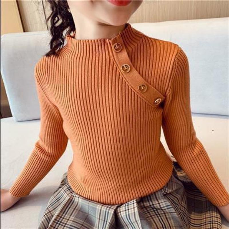 

Модные весенние свитера для девочек, вязаные пуловеры, топы с высоким воротником, свитер для девочек 2-14 лет, детская одежда, теплые детские свитера 150 оранжевый