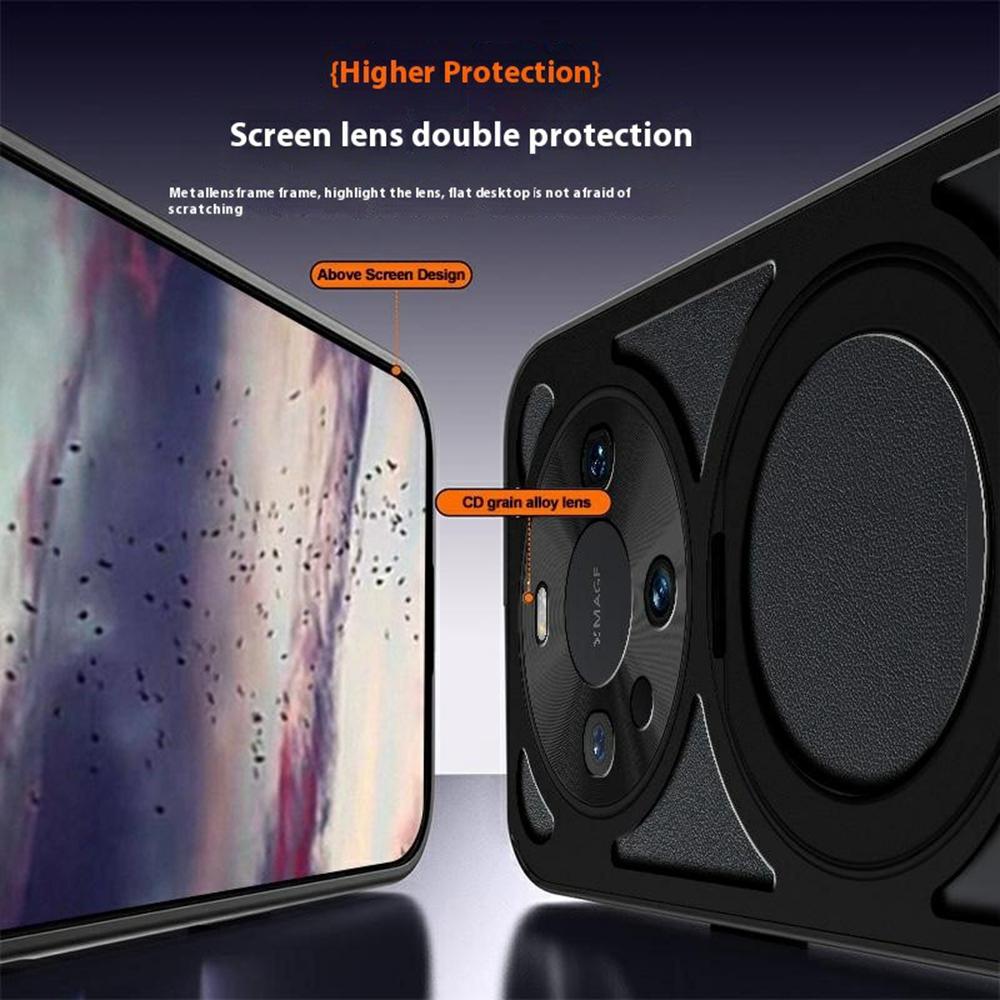 For Huawei Mate 60 Case Magnetic Kickstand Hollow Heat Dissipation Silicone+PC+Metal Bumper Phone Cover