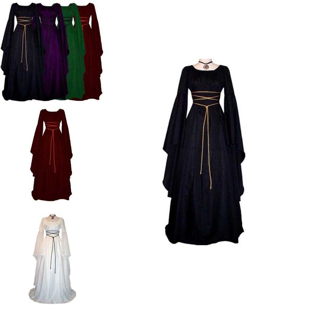 Majestic Long Bell Sleeve Women's Vintage Dress For Comic-con And Carnivals