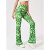 Damen-Hose, ausgestellte Hose mit Wasser-Ripple-Print, schmale Passform, Outdoor-Sport, Yoga, lässige Jogger