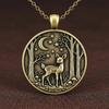 Collana con Pendente Luna Foresta Animale Viaggiatore nella Foresta Pendente Collana Stile Retrò Gioiello Regalo per Amanti della Natura