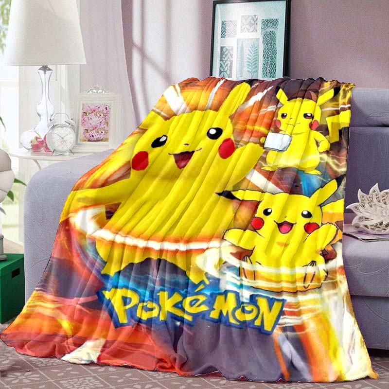 Pokémon Print Blanket Warm Comfortable Flannel Blanket for Bedrooms, Sofas, Beds, Chairs, Picnics, Travel -LXR37