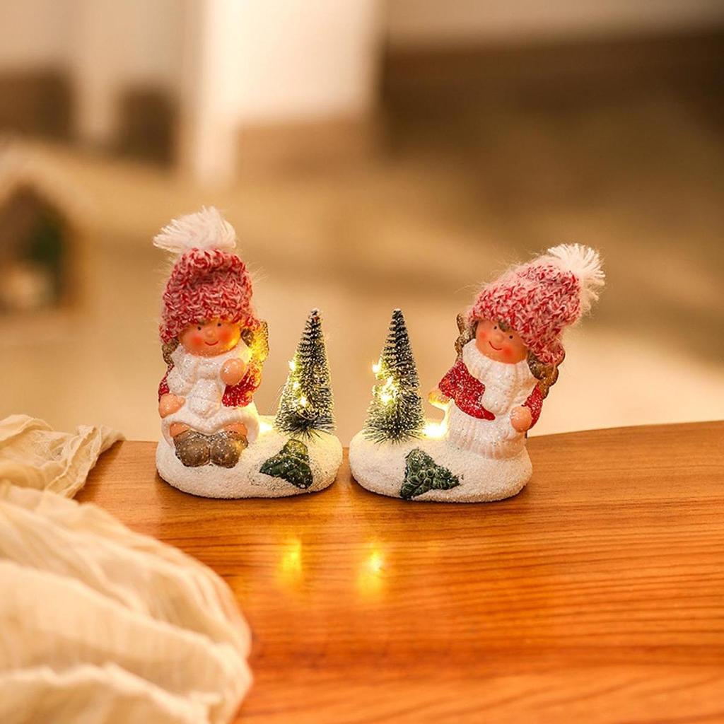 Christmas Girl Figurine Christmas Decorations for Holiday Birthday Tabletop