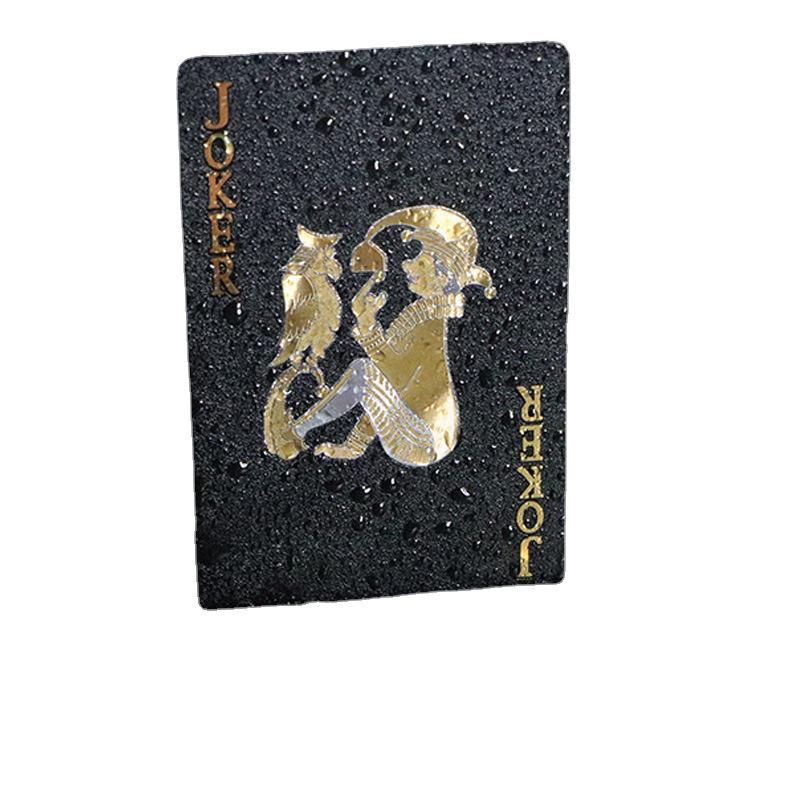 Black and Gold Waterproof PVC Plastic Playing Cards, Dou Dizhu Entertainment Game Magic Props