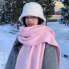 New soft waxy mohair solid color scarf women's winter versatile thickened imitation cashmere shawl Korean warm scarf tide