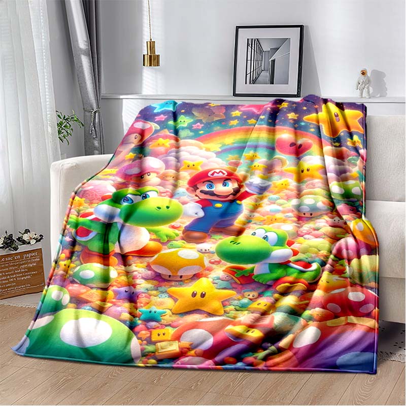Super Mario game blanket, warm and comfortable flannel blanket, suitable for bedrooms, sofas, beds, chairs