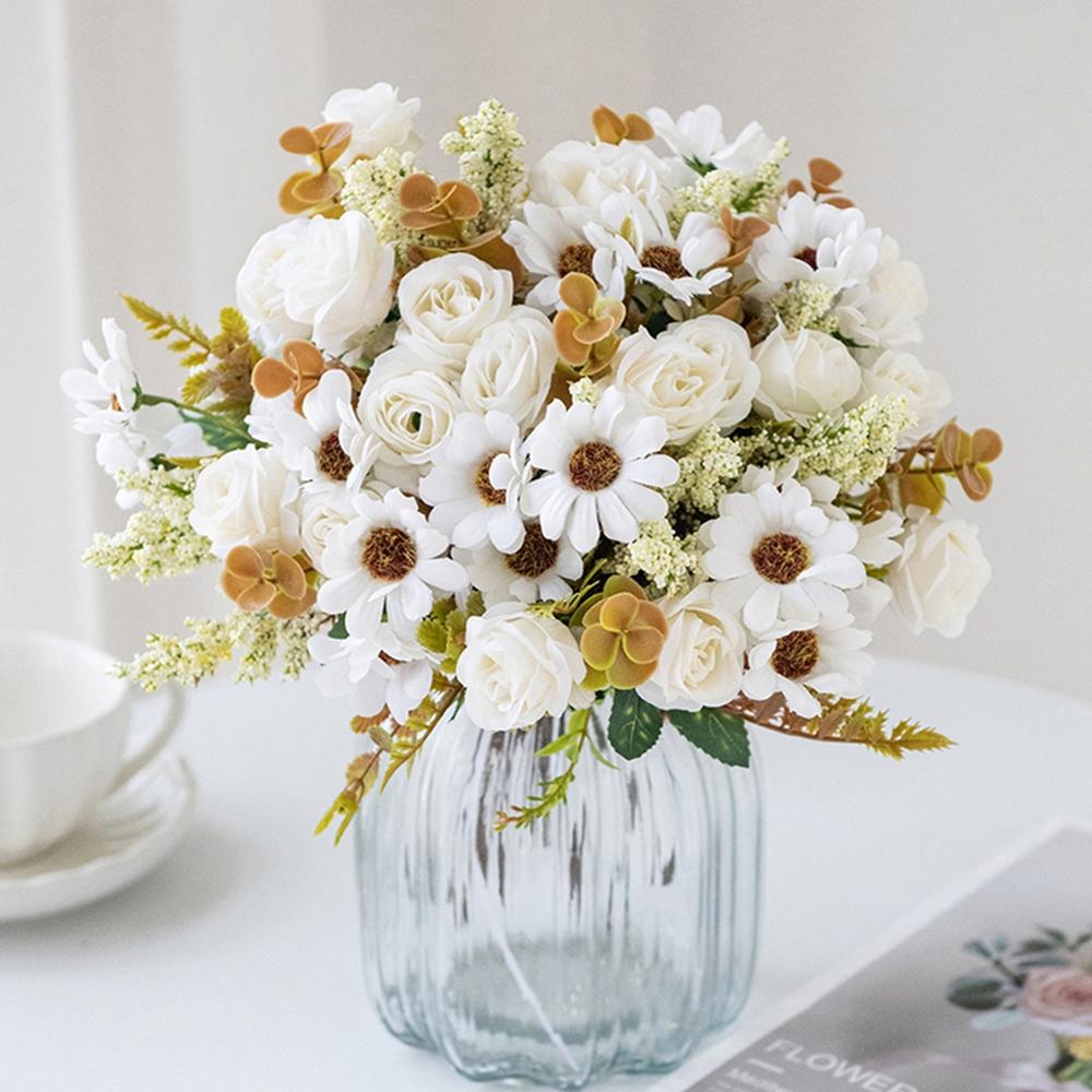 1/3pcs Artificial Flowers Roses Silk Wedding Wreath Home Room Table Festival Outdoor Garden Yard Decor Bridal Bouquets Diy Gifts