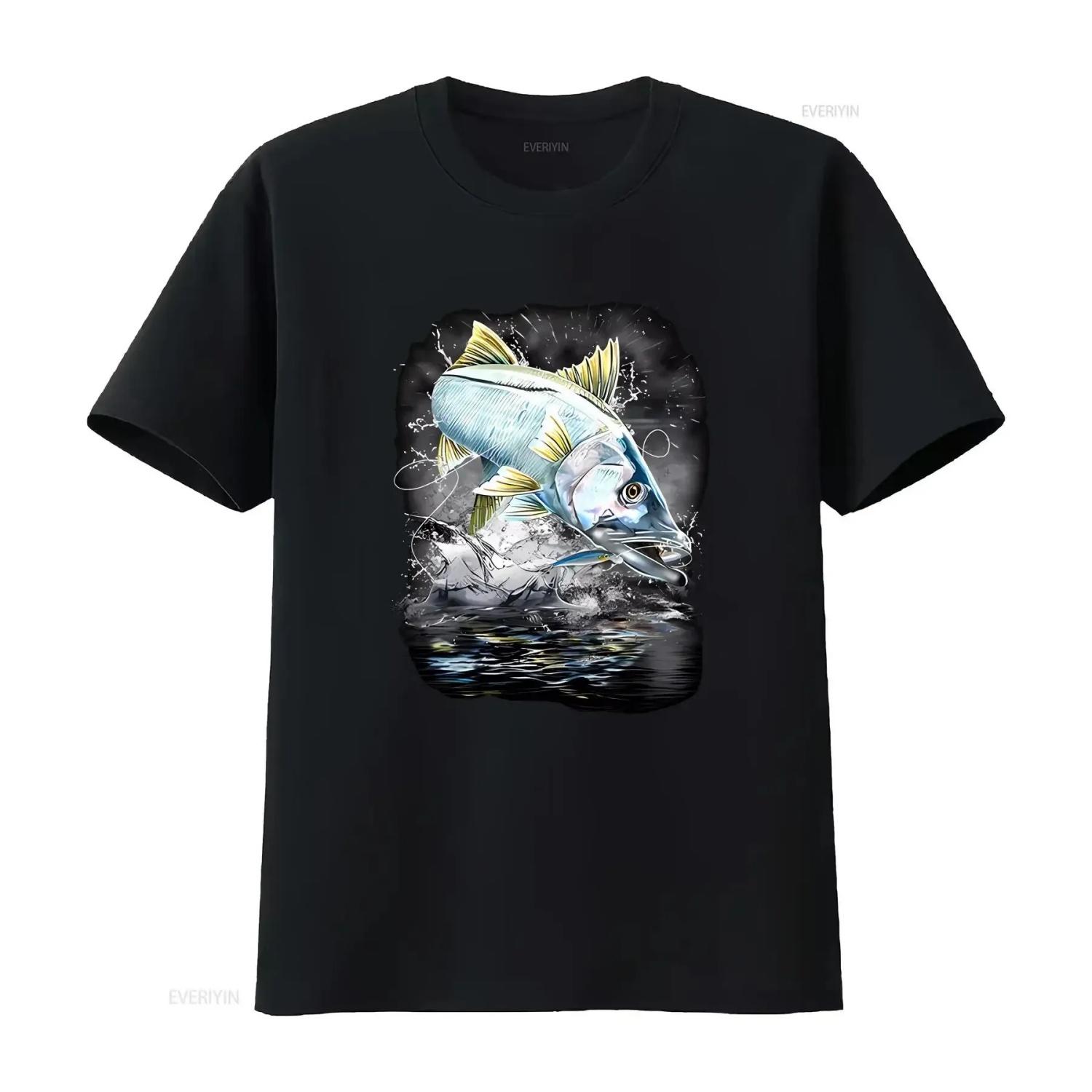 JUMPING SNOOK angler fishing lake fisher T Shirt vintage Washed Comfortable Stretched Soft Breathable designer clothes S