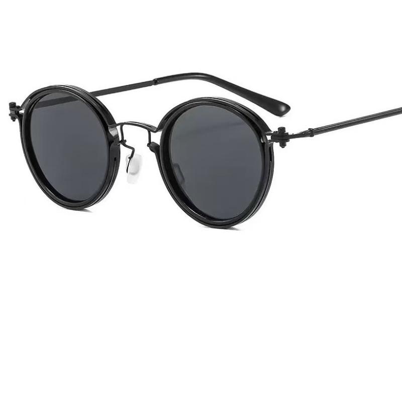 Mens Retro Metal Round Frame Sunglasses UV400 Protection Business Outdoor Street Photography Fashion Decorative Glasses