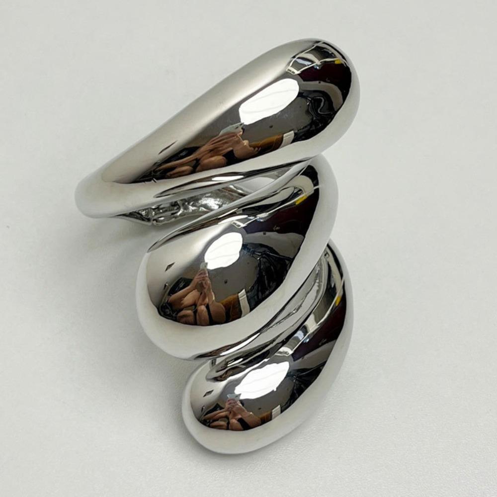 Irregular Spiral Water Droplet Bracelet Exaggerated Metal Heavy Cuff Bangle  Gifts for Women Girl