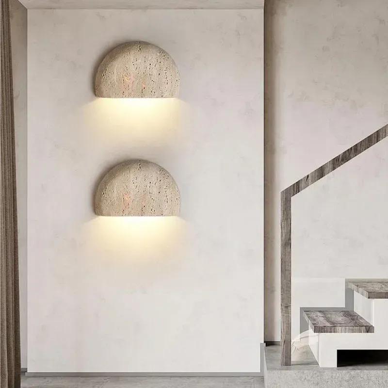Wabi-sabi stone retro living room wall porch corridor homestaycafe atmosphere bedroom bedside wall lamp