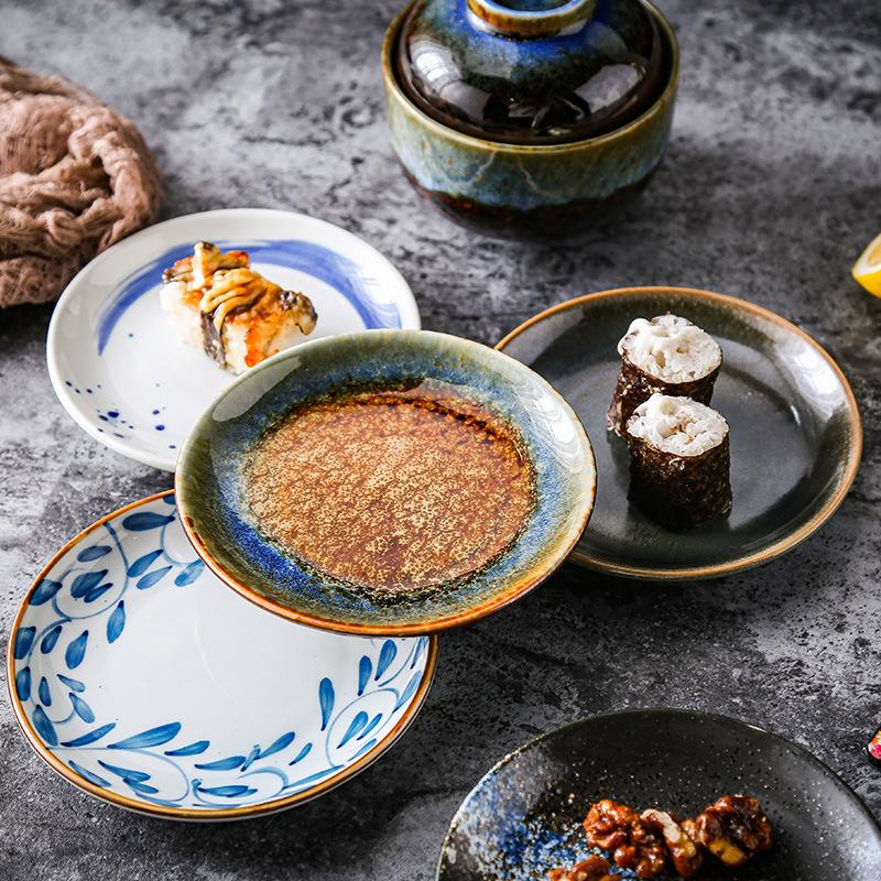 5-inch Small Ceramic Saucers Japanese-style Tableware for Home Use Vinegar Saucers Condiment Saucers Creative Snack Plates