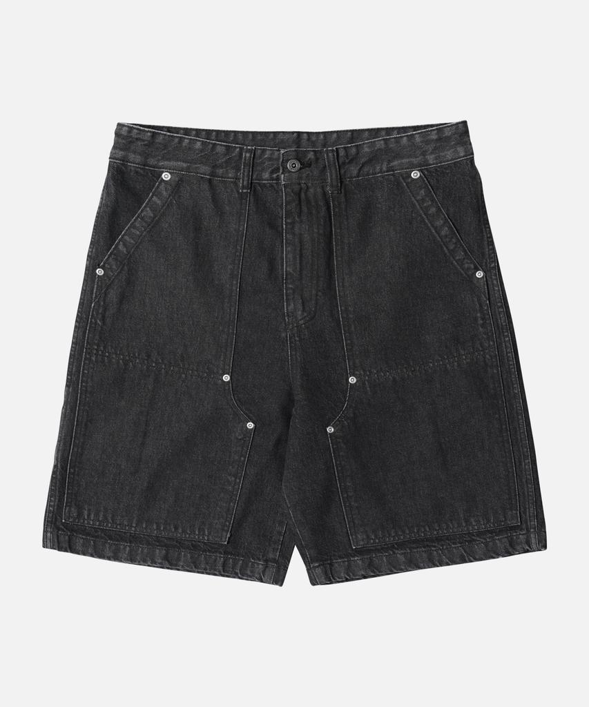 FRIZMWORKS Washed Denim Double Knee Shorts _ Washed Black