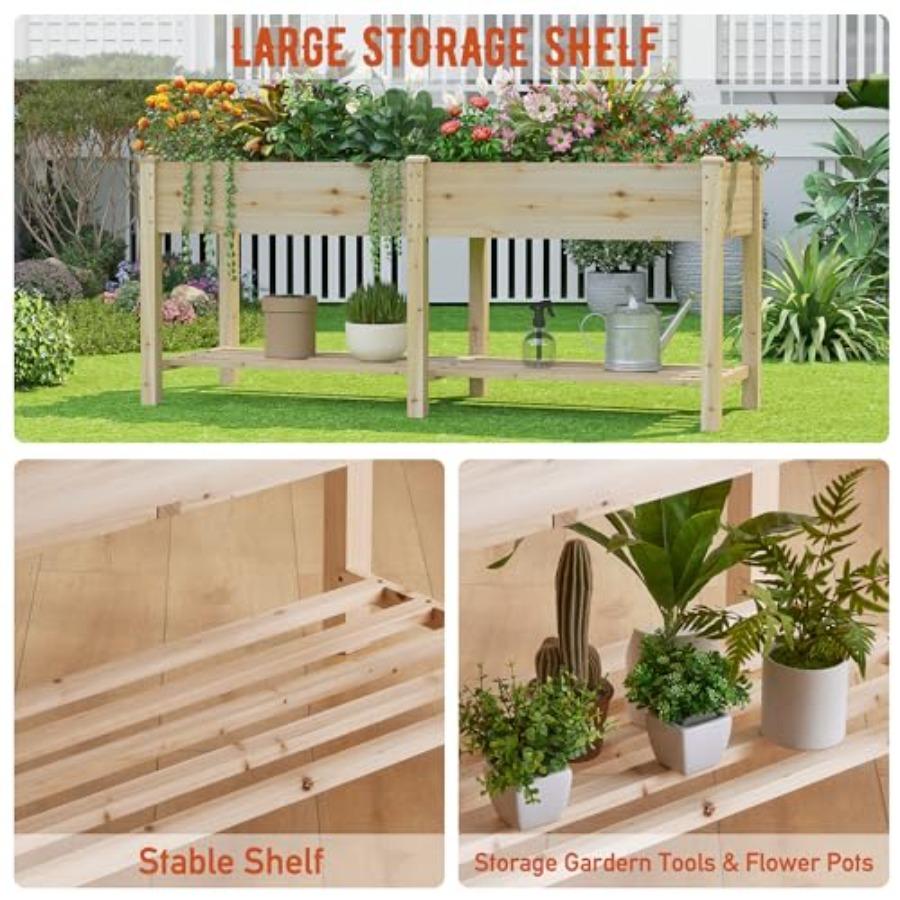 Raised Garden Bed with Legs Elevated Wood Planter Box for Planting Vegetables Flowers Garden Patio Balcony Outdoor Garden Beds