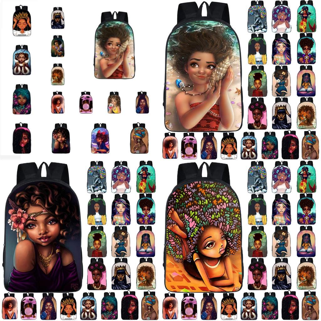 Afro-Afrikanische Schönheit Schwarze Prinzessin Wasserdichter Schulrucksack Mit Verstellbaren Schultergurten