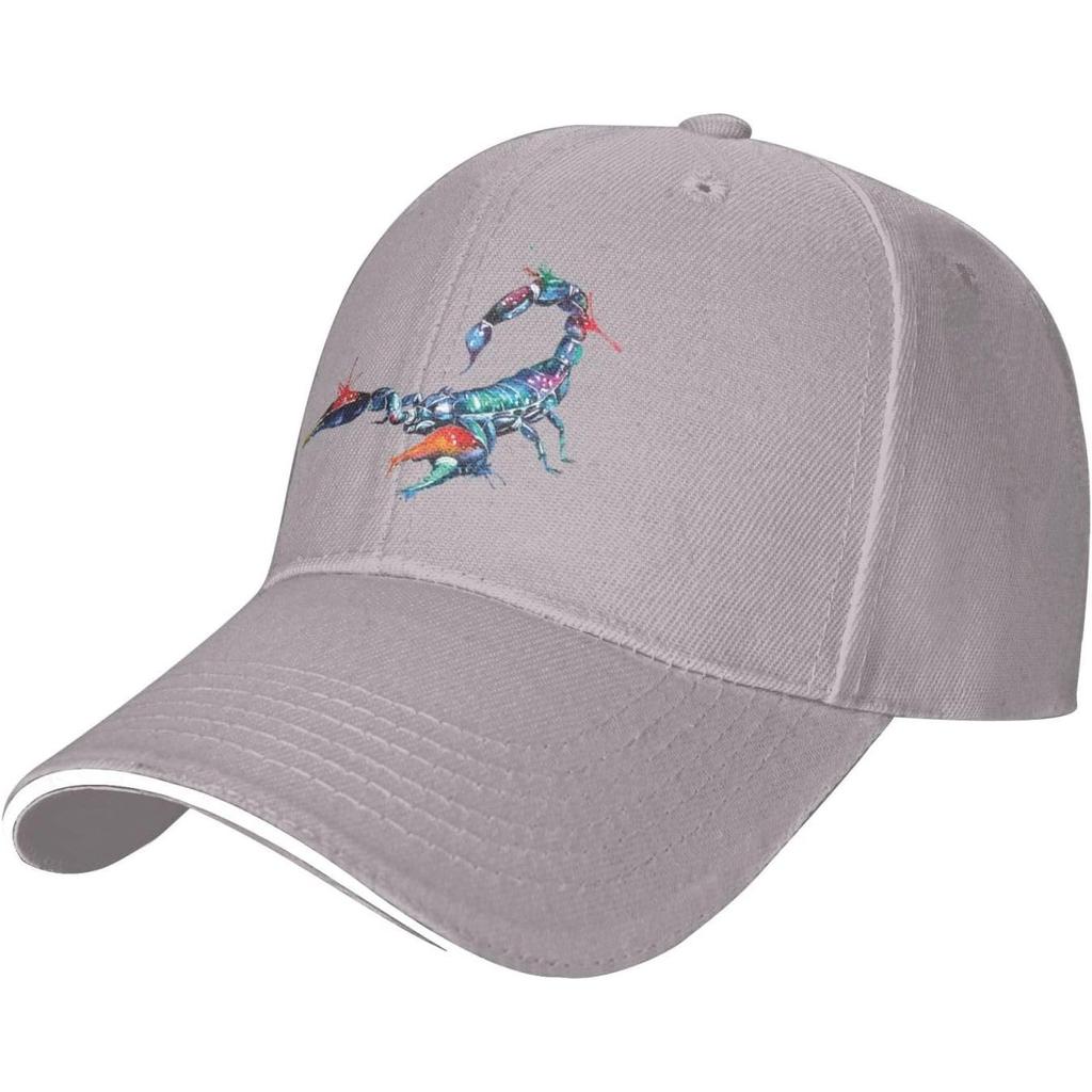 Vibrant Watercolor Scorpion Baseball Cap Polyester Sun Hat Casual Adjustable Trucker Cap for Adults