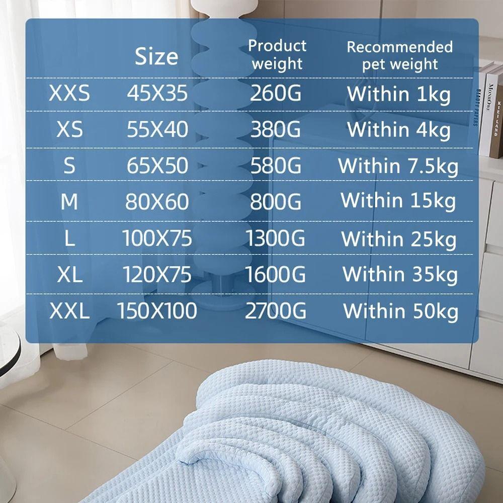 Atmungsaktive Hunde-Bettunterlage Rutschfester Boden Haustierkissen Leicht zu tragen Haustier-Kühlmatte Sommer