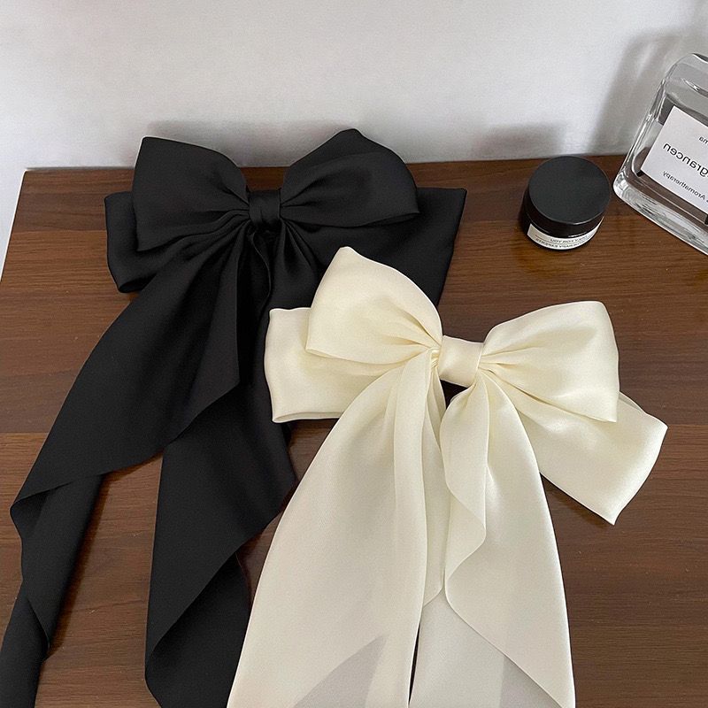 Elegant Solid Large Bow Ribbon Hair Clip for Women Girl Sweet Headbands Soft Satin Hairpin Hairgrip Fashion Hair Accessories