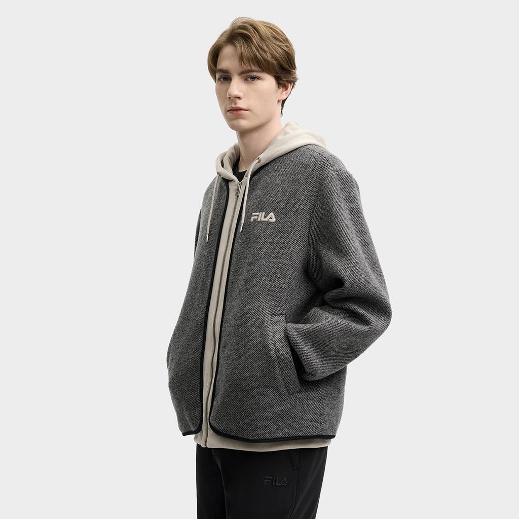 FILA Modern Heritage Casual Loose Hooded Jacket Men Jackets Light-Gray F11M518703F-ZB