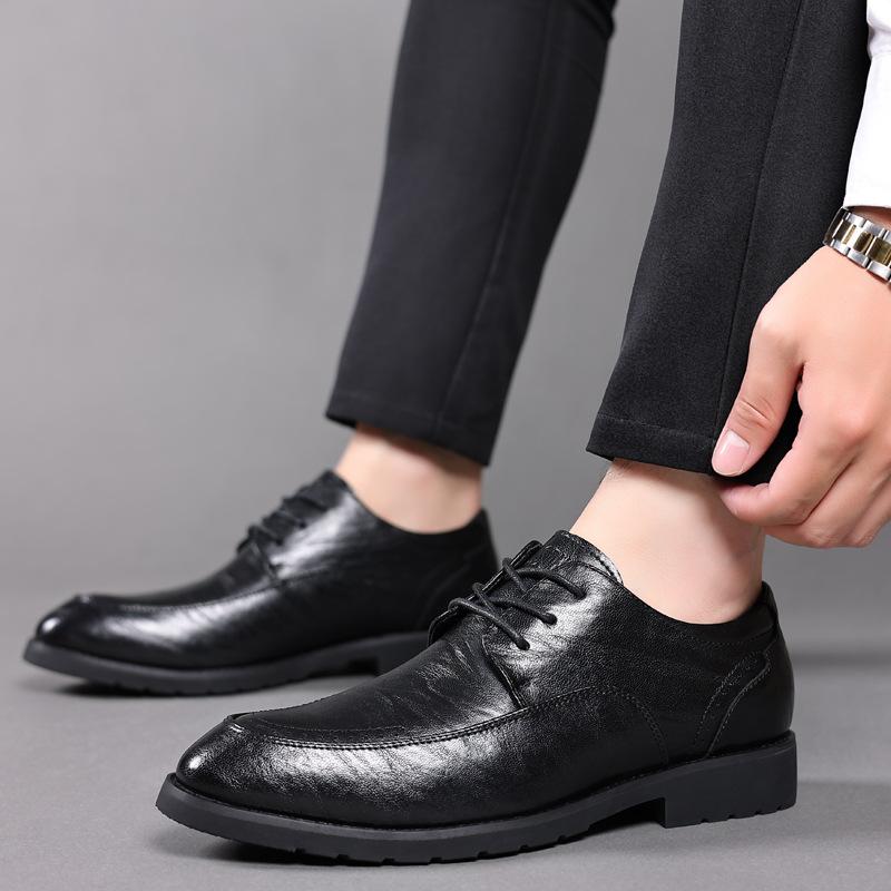 Autumn Men's Shoes Spring Business Formal Dress Leather Shoes Men's Single Shoes Men's Men's Genuine Leather British Style Groom Wedding Shoes
