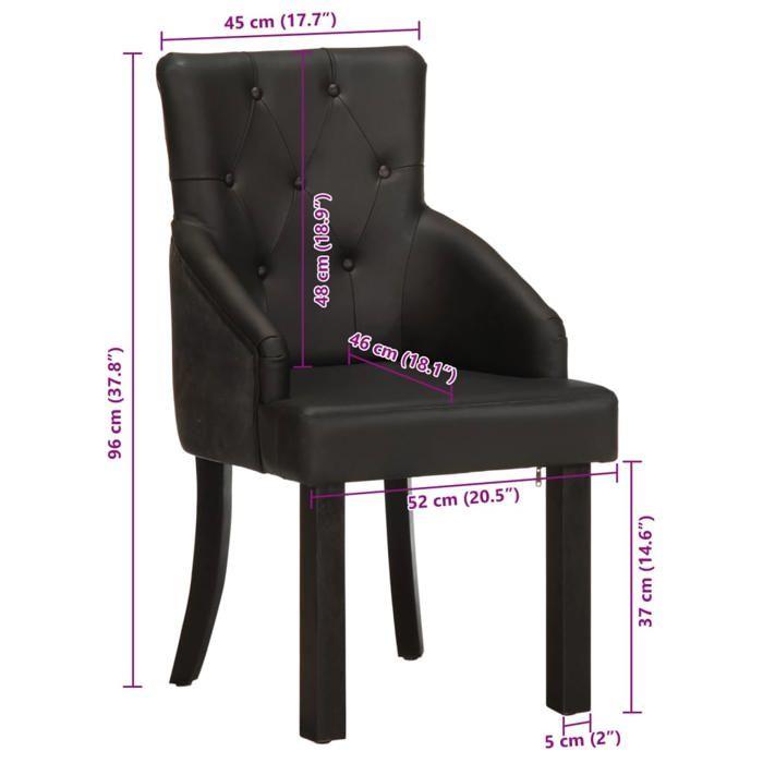 VidaXL Chaises de salle à manger 2 pcs Noir Cuir de chèvre véritable