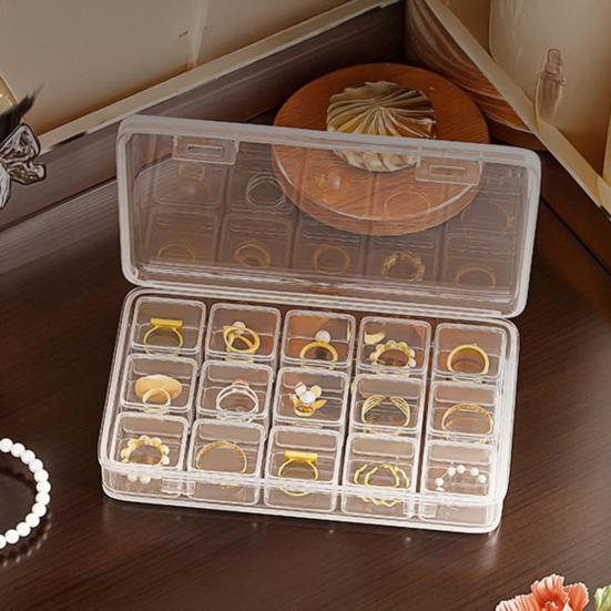 Multifunctional Storage Box, with Flip-Top Airtight Dust-Proof Design, Transparent Contains Independent Small Box Storage Case, for Jewelry Rings