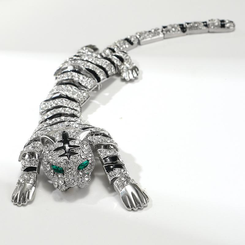 Heavy Industry Animal Tiger Brooch Large Luxury Alloy Diamond High-end Large Tiger Brooch Pin