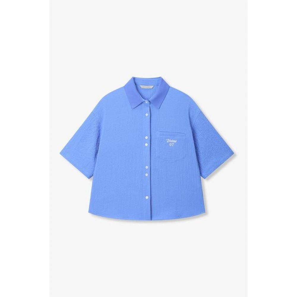 Vov Knit Collar Seersucker Shirt 7156260008 blue (40)/S(55)