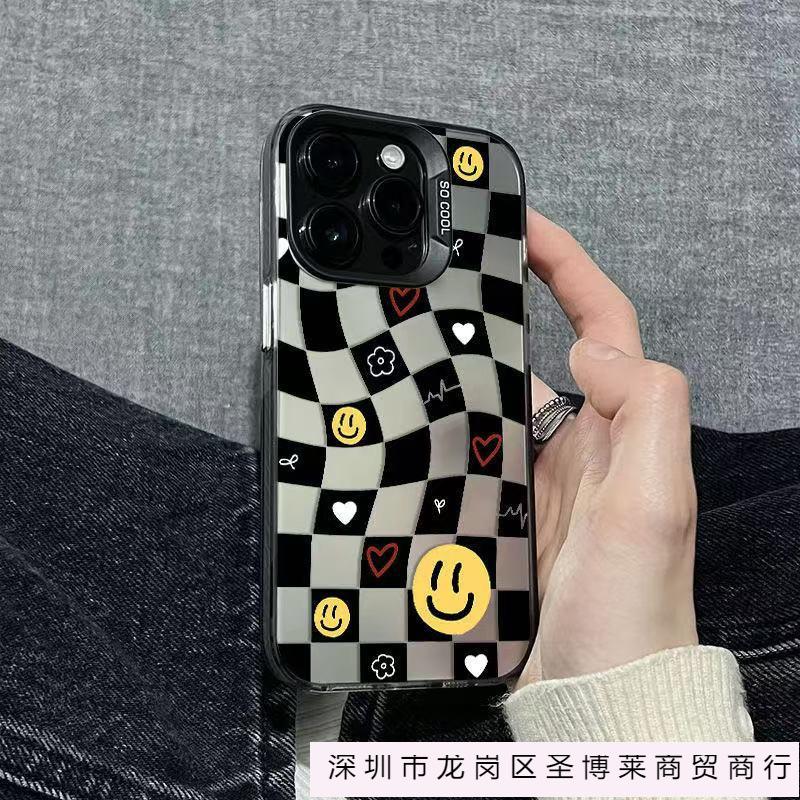 Smile grid is suitable for 16promax Apple mobile phone case iphone15 personality 14plus Europe, America, 13 niche 12