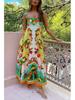 2025 European & American Women's Summer Sleeveless High-Waist Swing Dress with Sexy Suspender & Print Design
