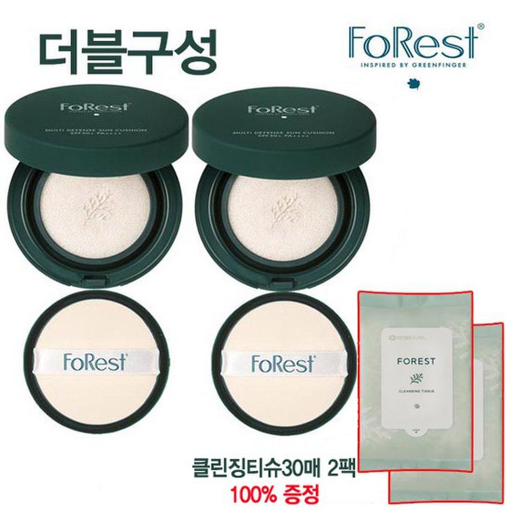 Forest Multi-Defense Sun Cushion Original Product 20g + Refill 20g (cleansing Tissue Provided)