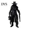 Matte Black Ornament 3D Printed Gothic Lantern Hunter Figurine, Dark Cloaked Man Statue Durable Static Figure with Cape for Halloween, Spooky