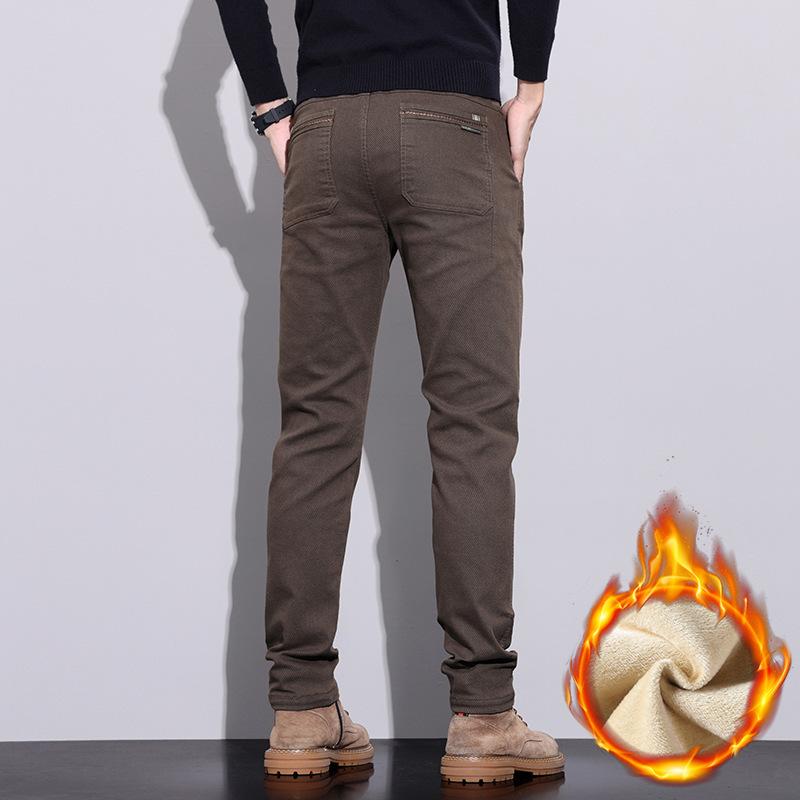 6 typů kávy Černá Šedá Podzimní a zimní Pánské kalhoty s fleecem/Běžné Volitelné Slim fit Rovná nohavice High-end Ležérní kalhoty pro mírně pokročilé