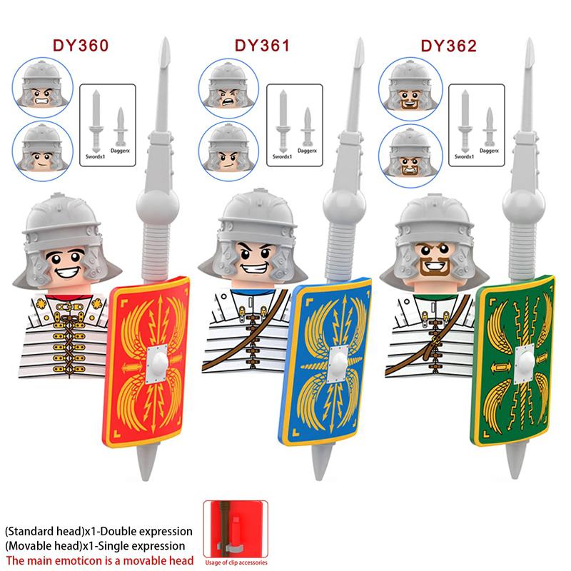 MOC Medieval Roman Soldiers Building Blocks Skutatoi Centurion Signifer Castle Figures Bricks Toys for Kids Gifts