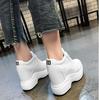 Fashion New Women's Ankle Boots Autumn Leather Chunky Shoes Woman Platform Height Increased Sneakers 10CM Thick Sole Wedges White Boots